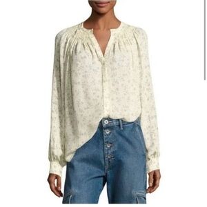 Vince long sleeve floral yellow blouse